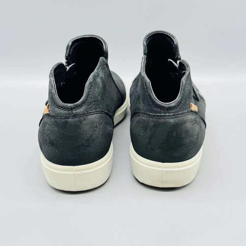 Ecco Shoes Womens 7.5 Black Nubuck Soft 7 Ankle Low Sneaker Boots Zip Comfort